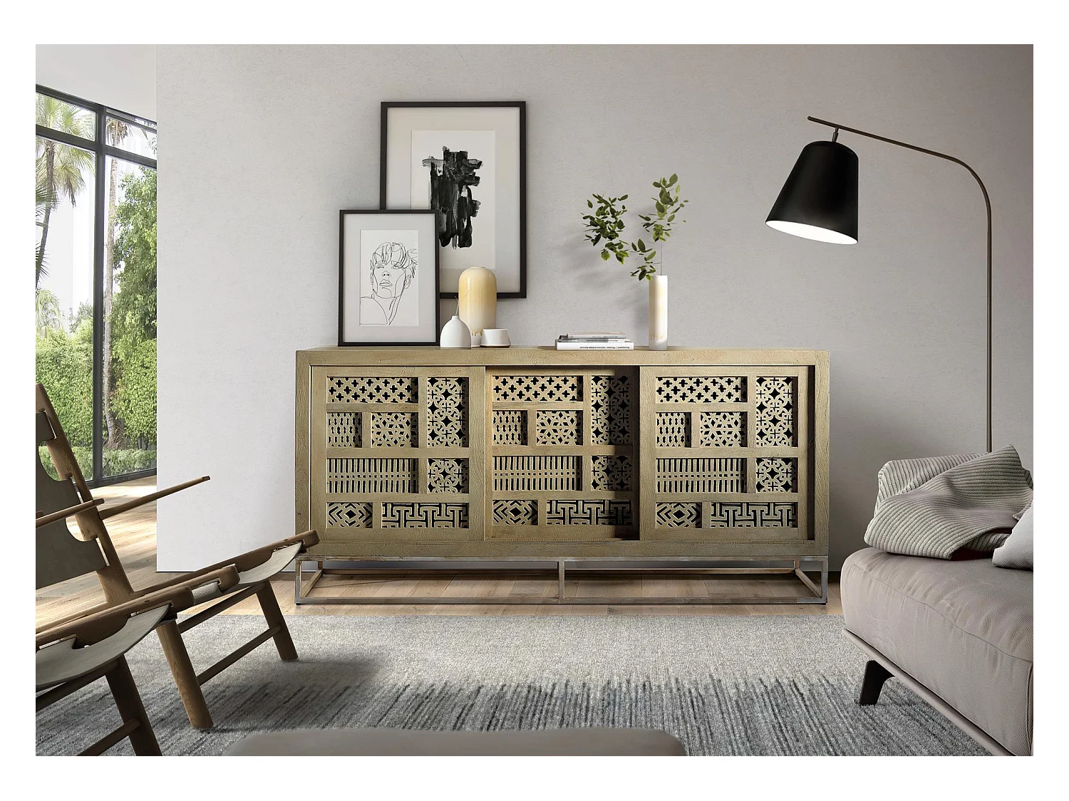 Buffet en bois manguier et métal