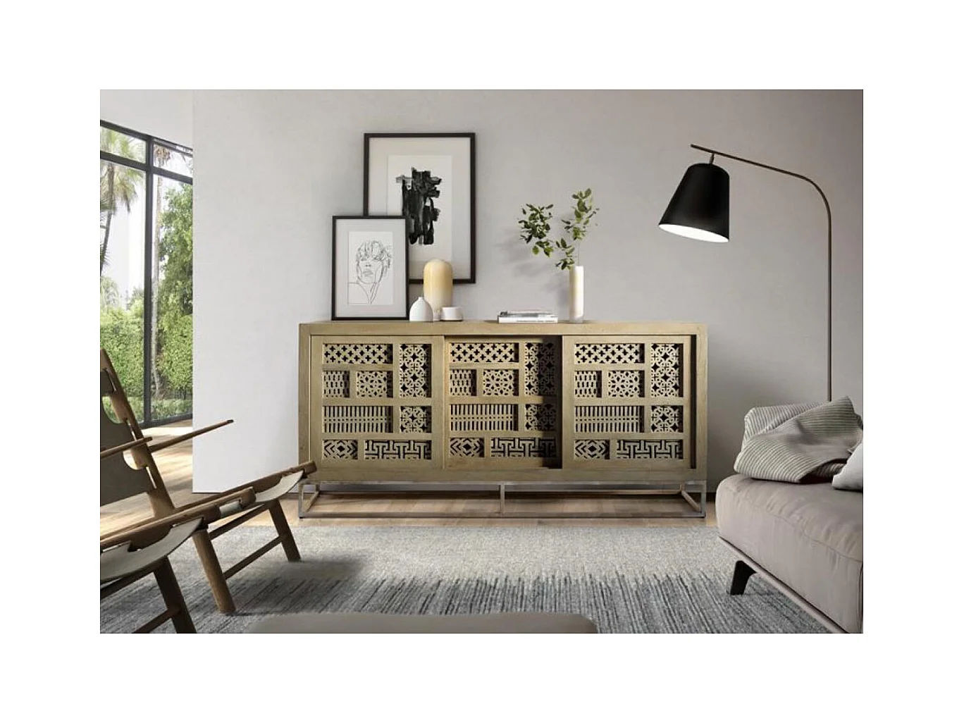 Buffet en bois manguier et métal