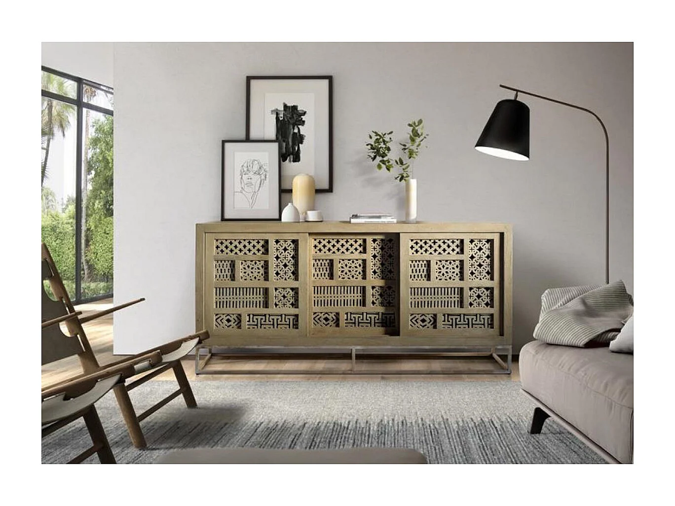 Buffet en bois manguier et métal