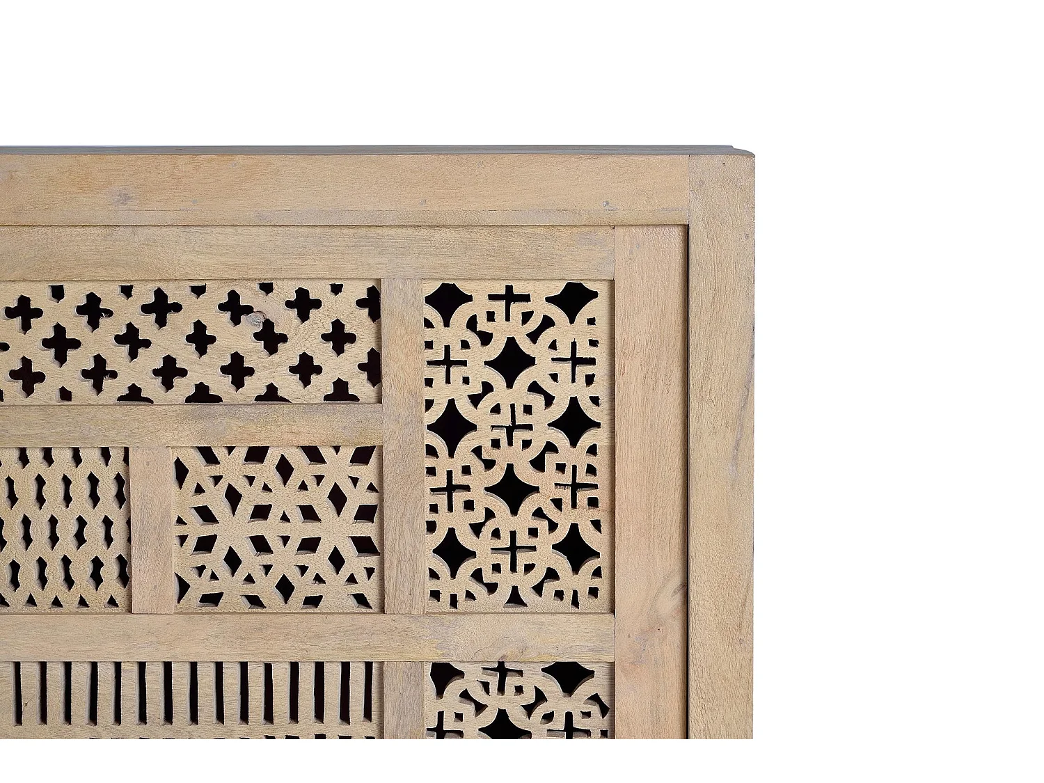 Buffet en bois de manguier sculpté, style bohème - 95 x 190 x 40