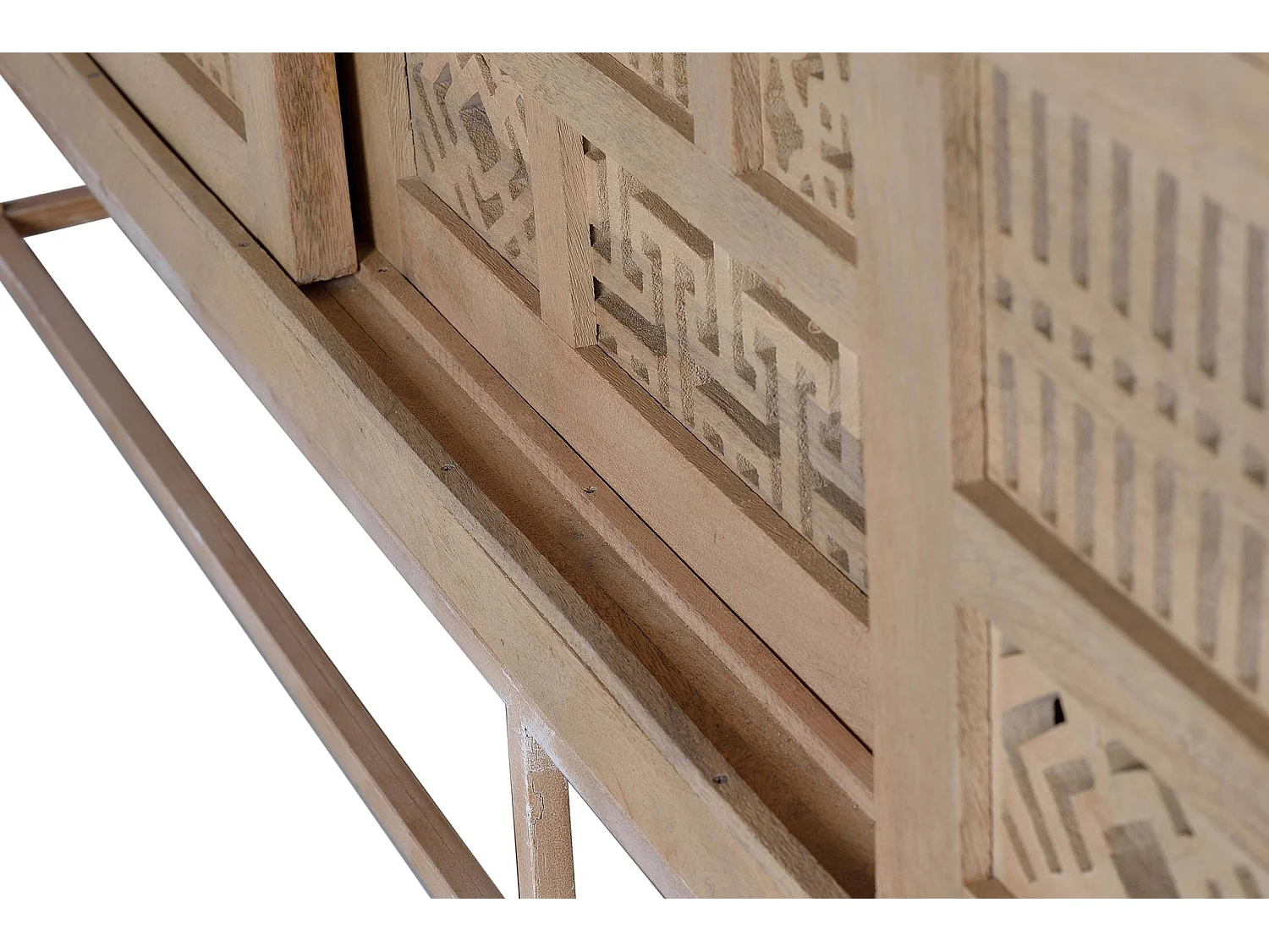 Buffet en bois de manguier sculpté, style bohème - 95 x 190 x 40