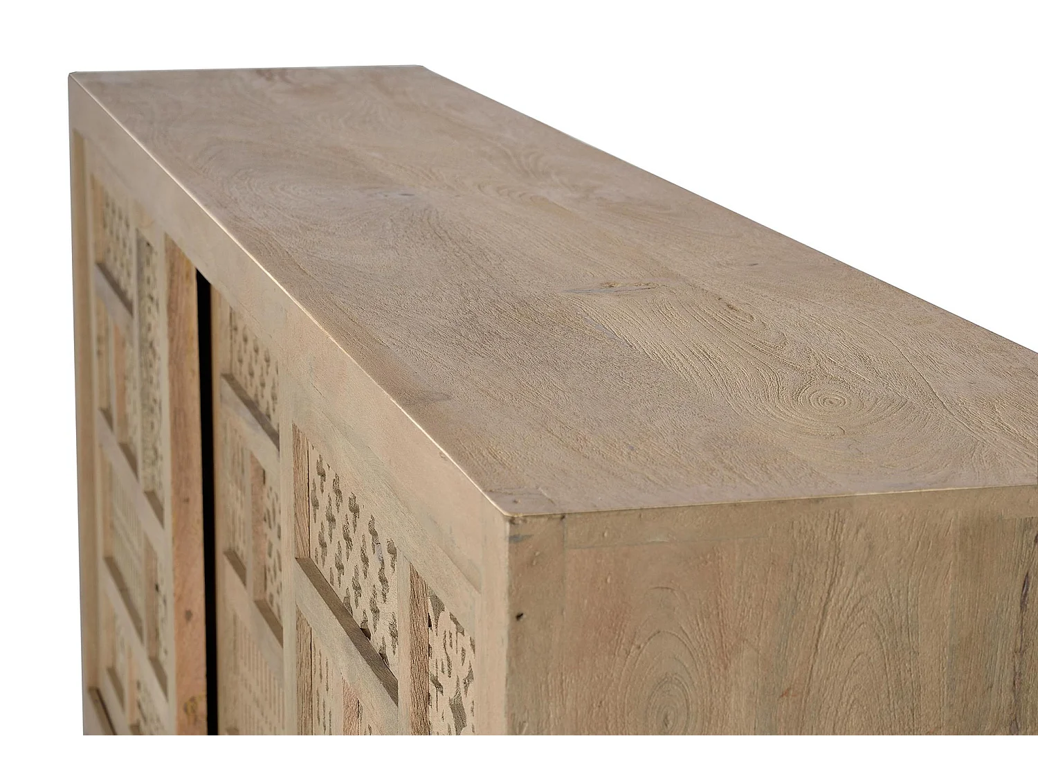 Buffet en bois de manguier sculpté, style bohème - 95 x 190 x 40