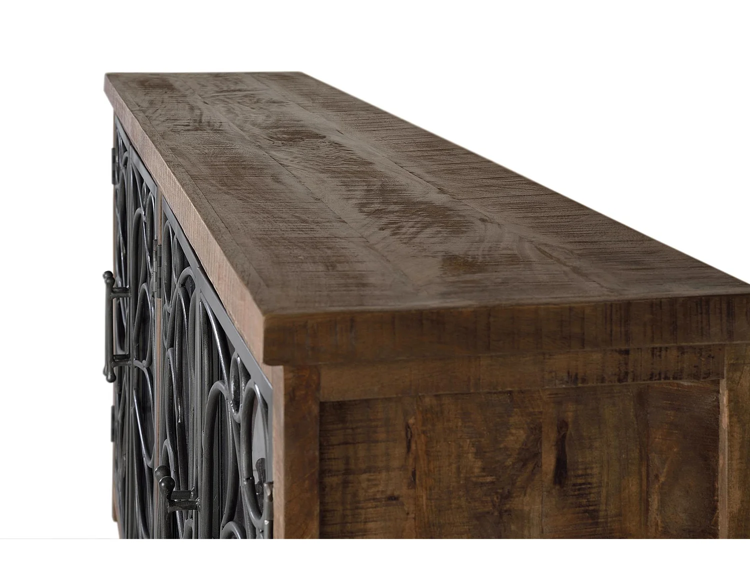 Sideboard aus Mangoholz und schwarzem Metall