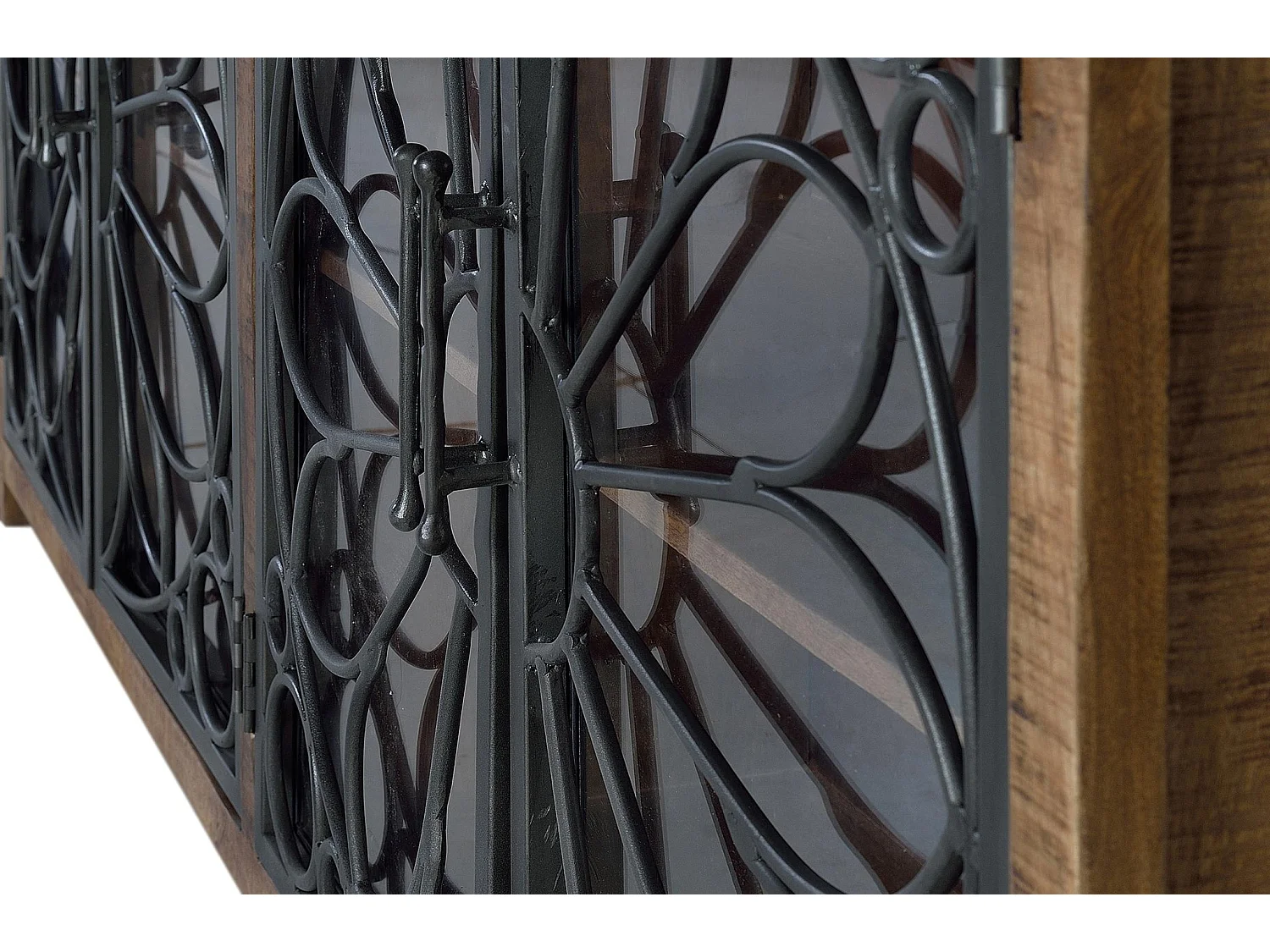 Sideboard aus Mangoholz und schwarzem Metall