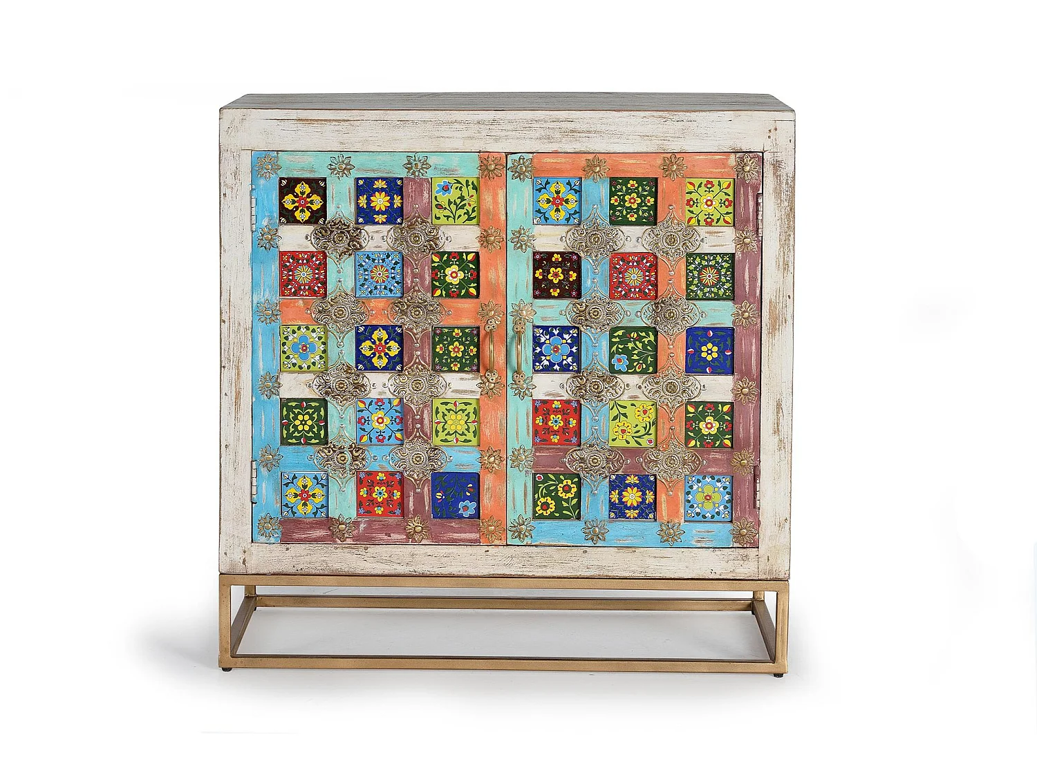Buffet en bois de manguier, style oriental - 90x90x40