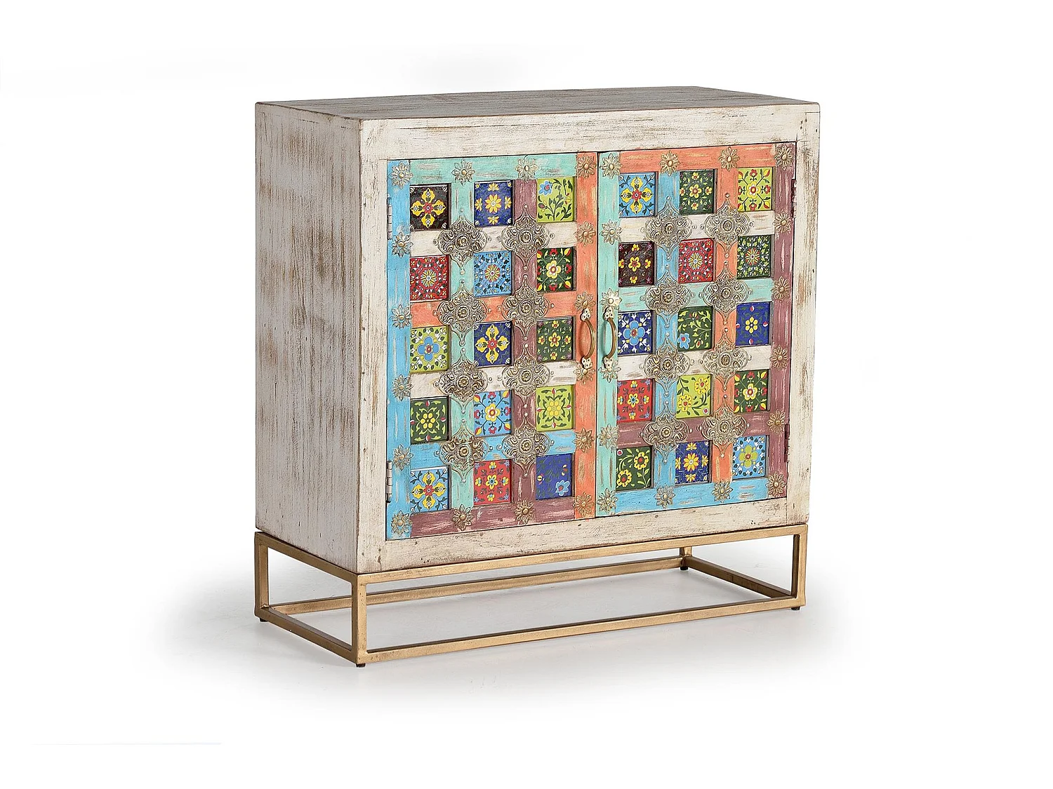 Buffet en bois de manguier, style oriental - 90x90x40