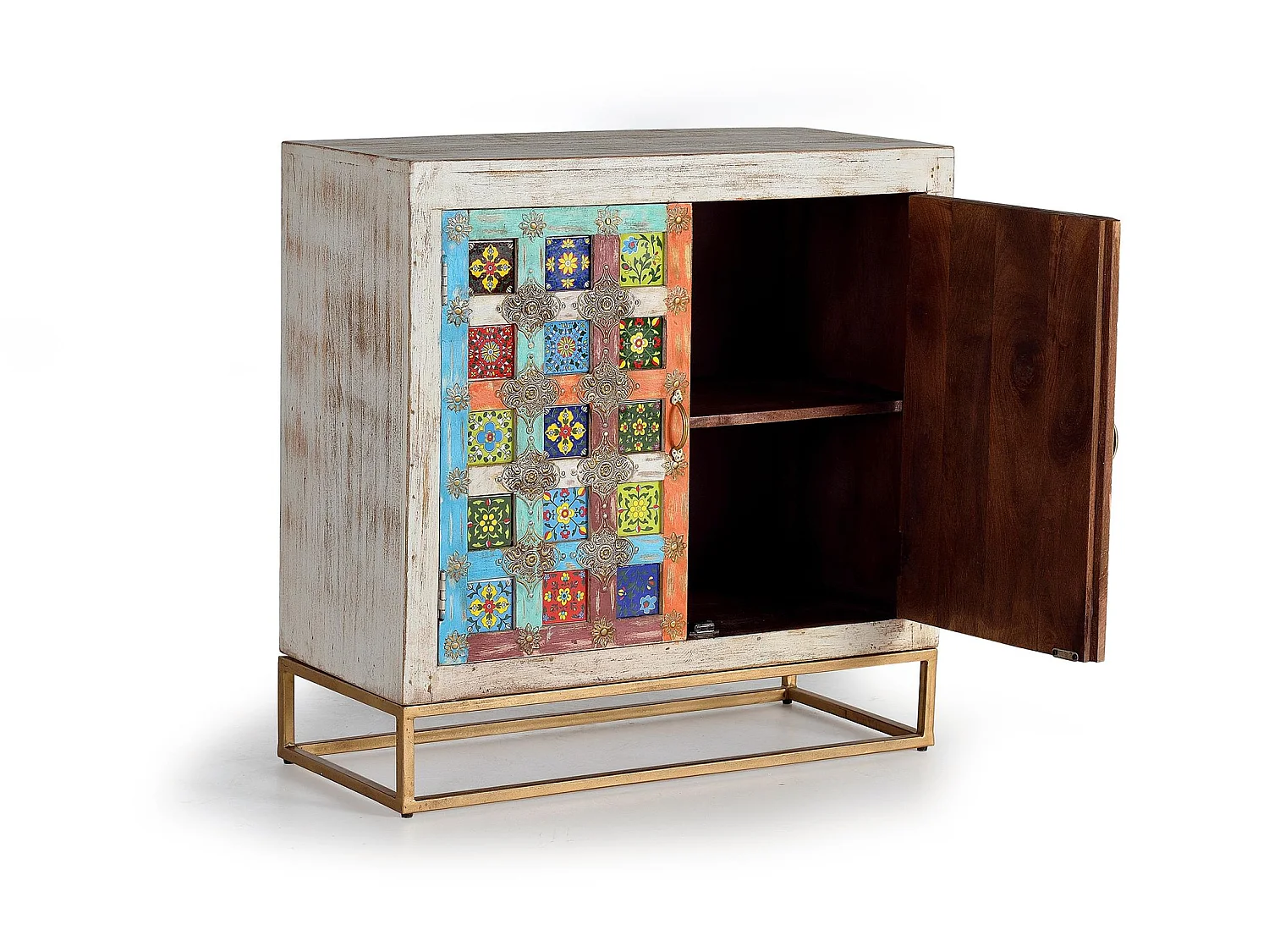 Buffet en bois de manguier, style oriental - 90x90x40