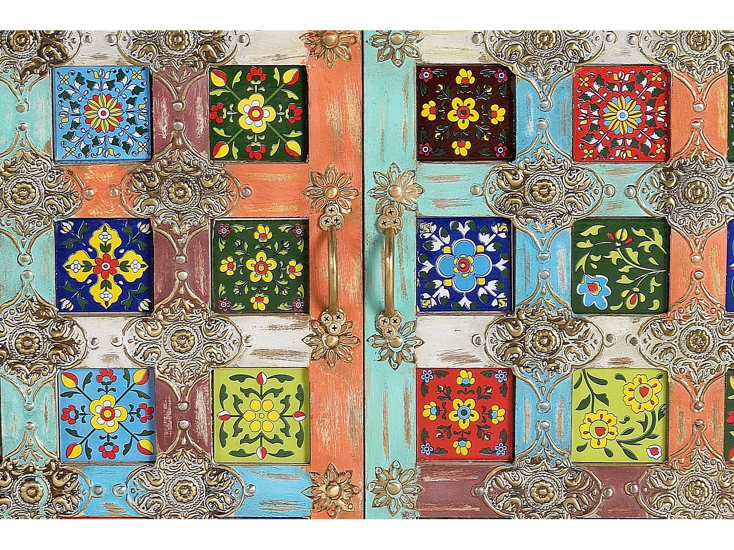 Buffet en bois de manguier, style oriental - 90x90x40