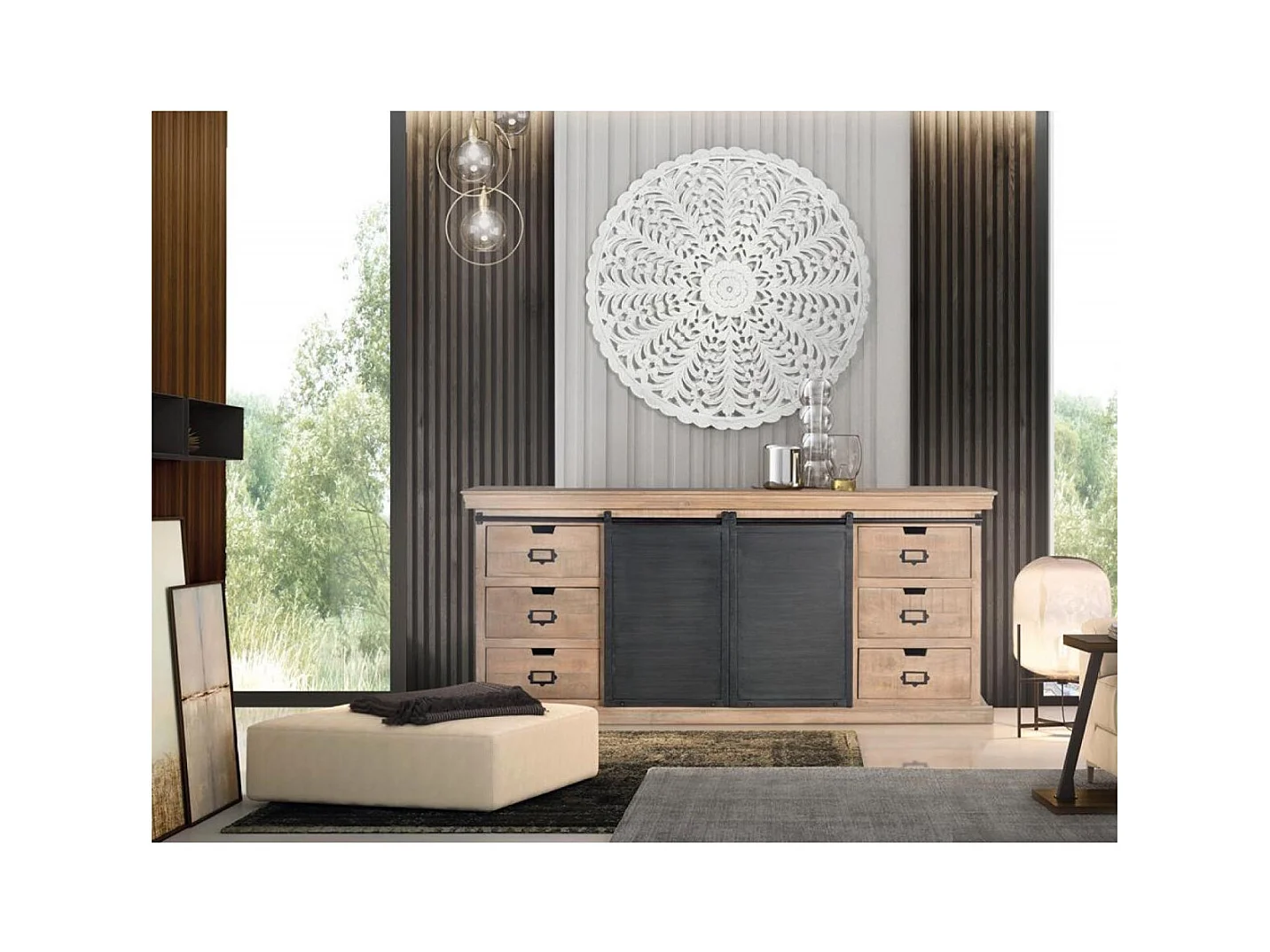 Sideboard mit 6 Schubladen im Industriestil. Mehrfarbig. Giner und Colomer 85x40x190