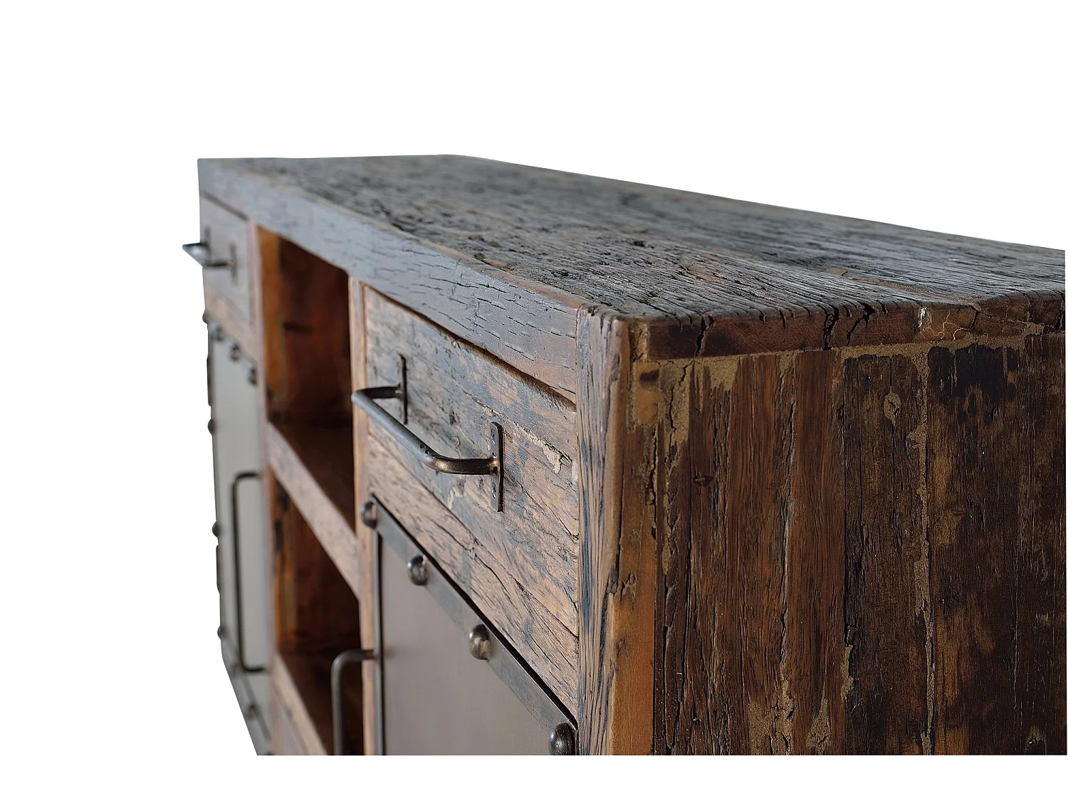 Buffet en bois récupéré et métal