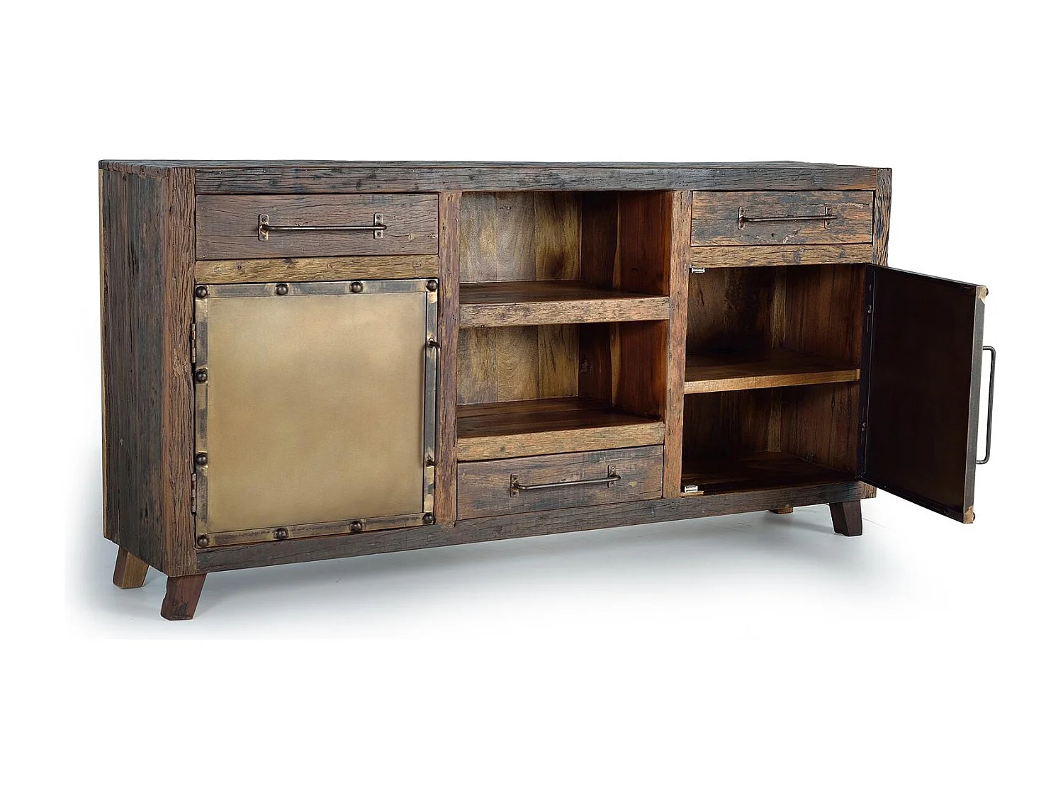 Buffet en bois récupéré et métal