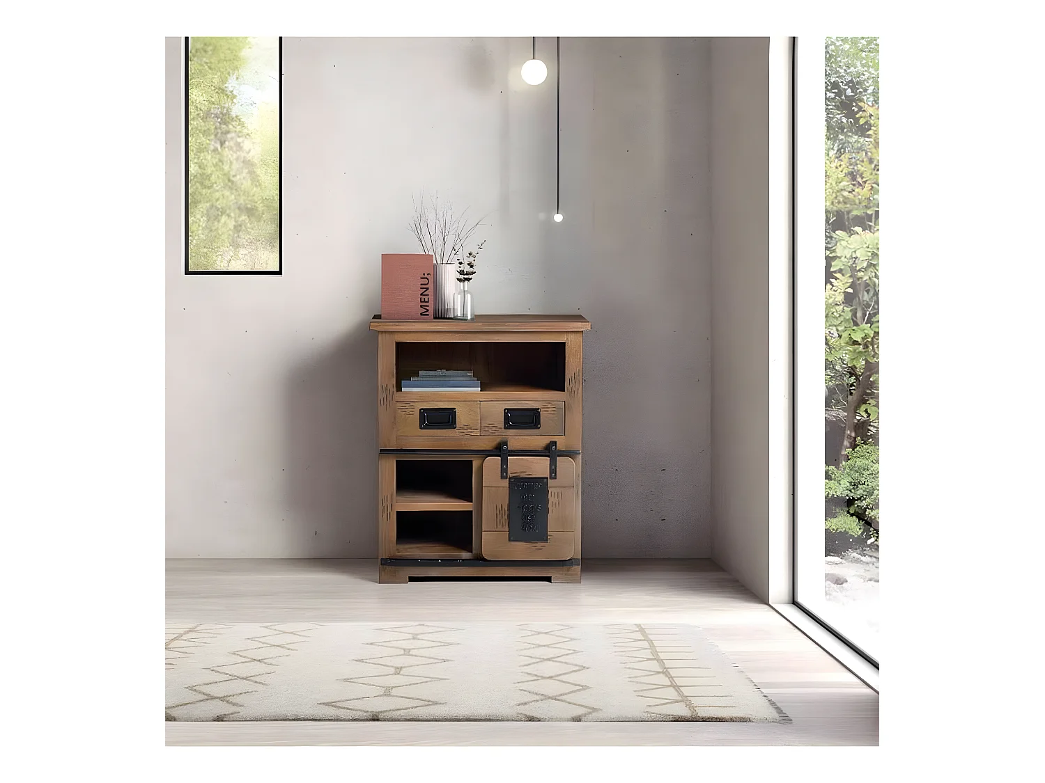 Buffet en bois de manguier et métal