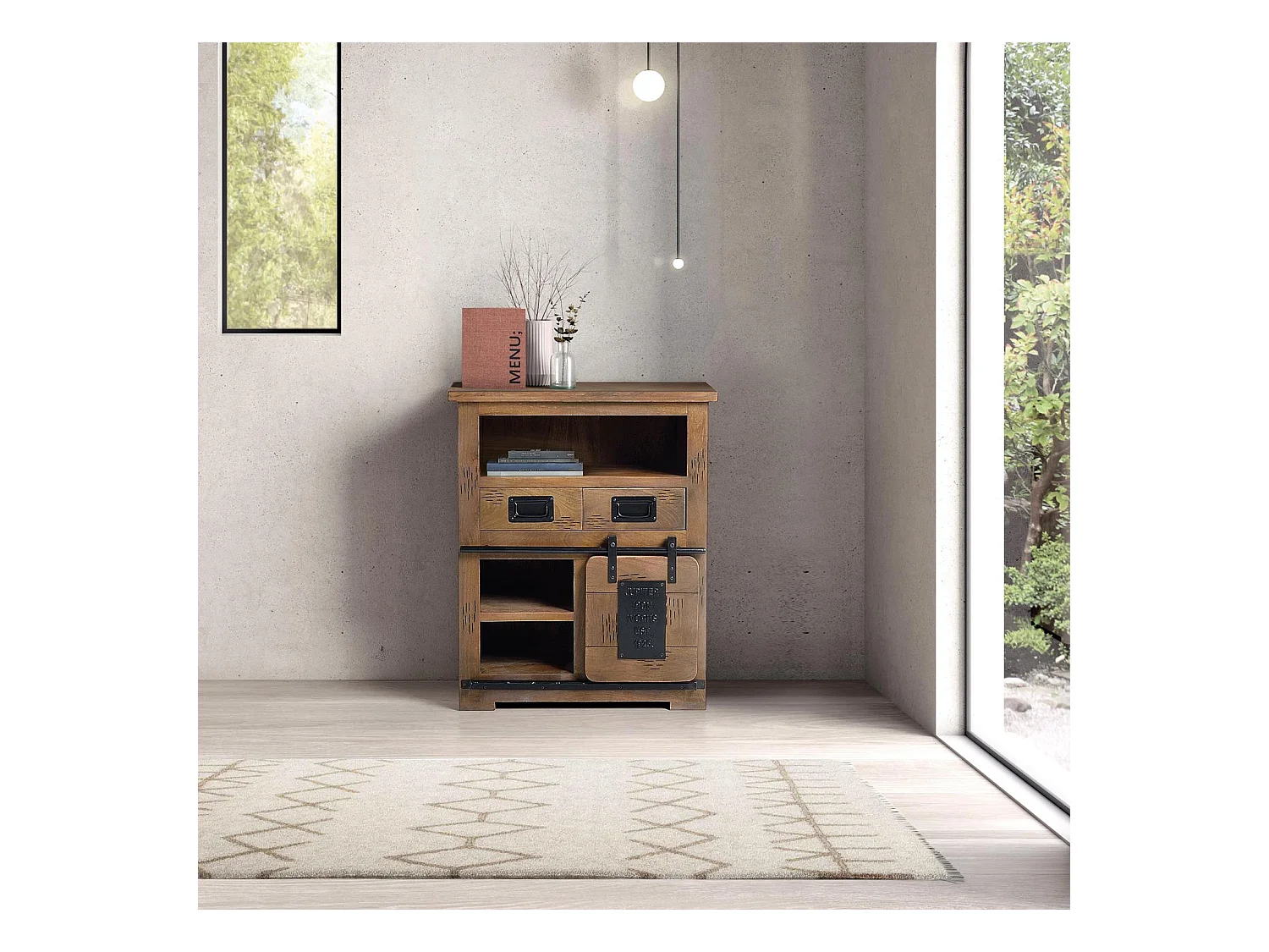 Buffet en bois de manguier et métal