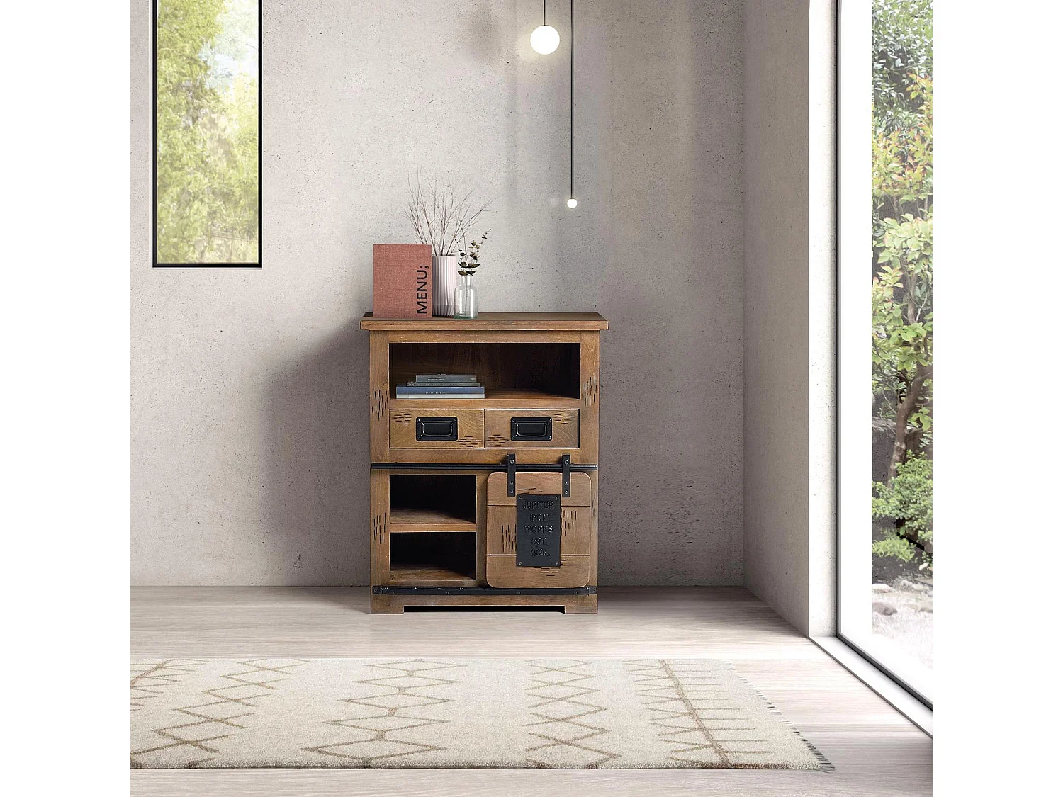 Buffet en bois de manguier et métal
