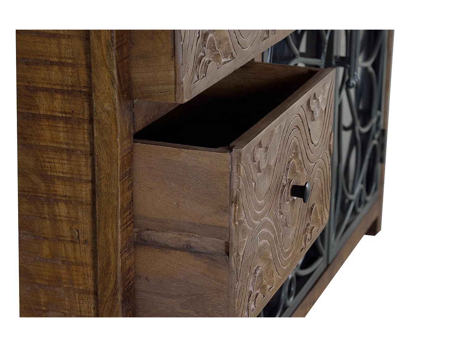 Komoda z postarzanego brązowego drewna mango