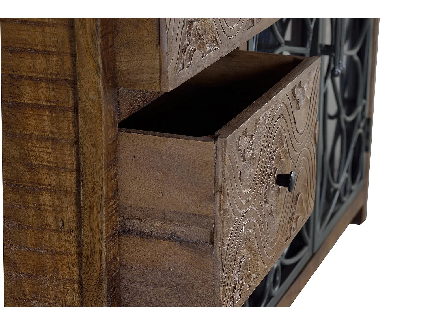 Buffet en bois manguier marron vieilli