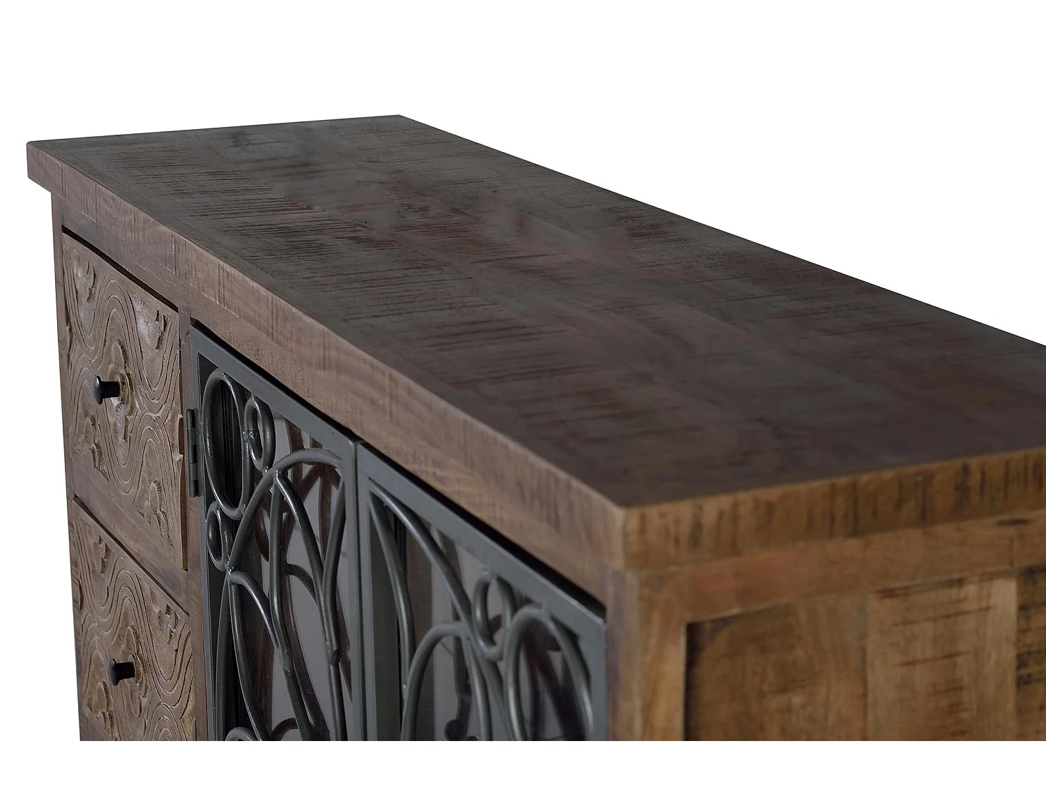 Buffet en bois de manguier de style industriel moderne - 96 x 140 x 40