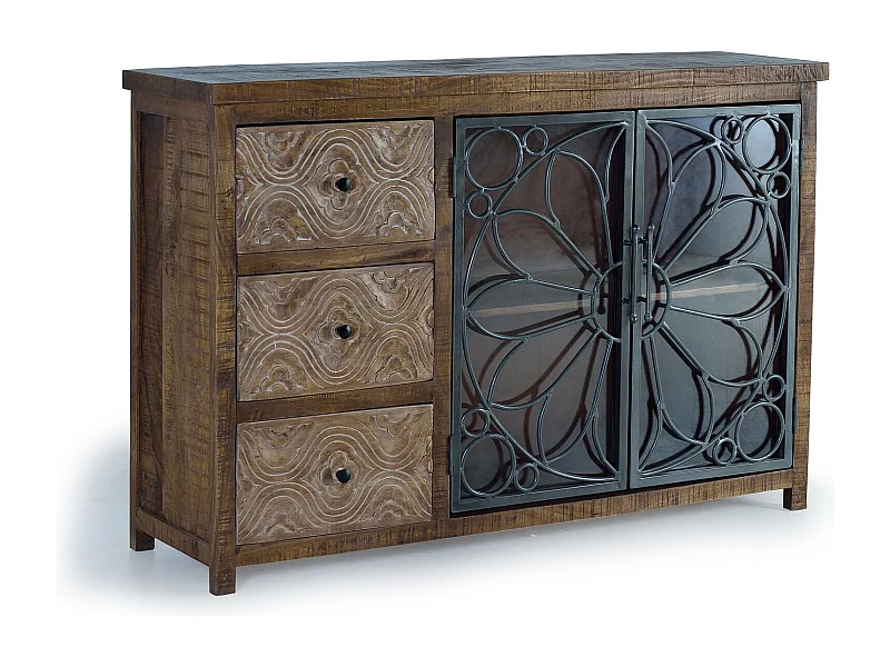 Buffet in bois manguier bruine vieilli