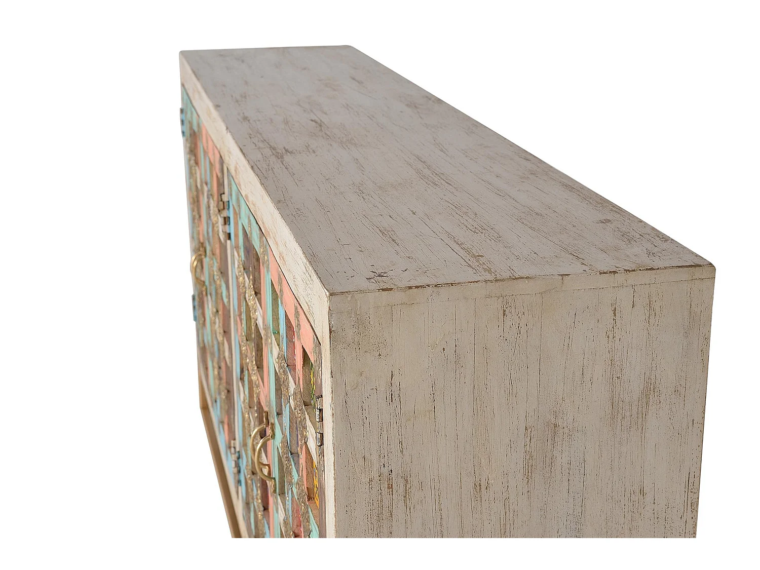 Buffet en bois de manguier, style vintage moderne - 90 x 180 x 40