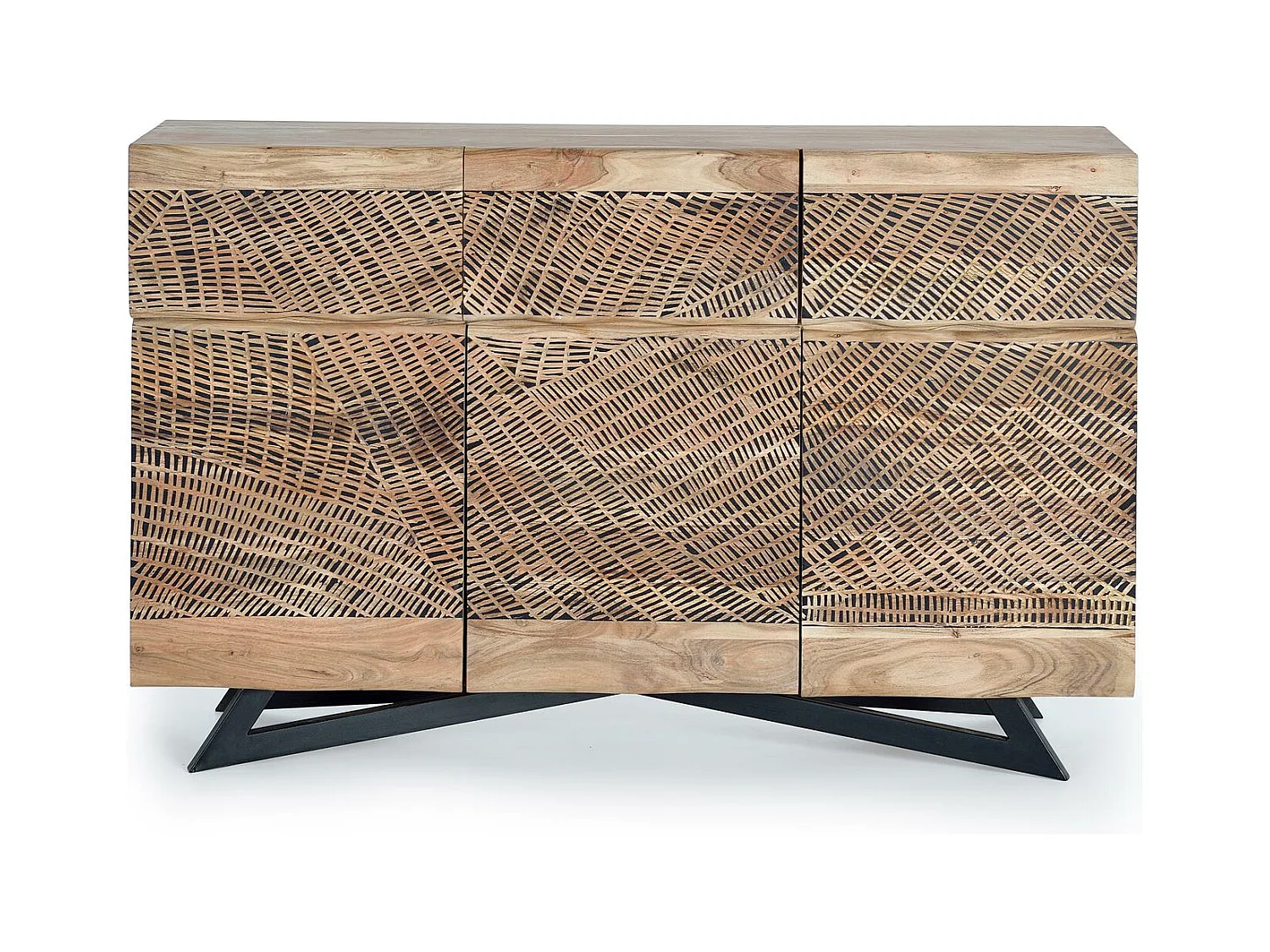 Buffet en bois d'acacia et lattes en métal de couleur naturelle