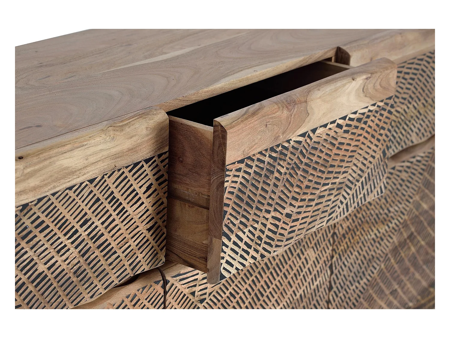 Buffet en bois d'acacia et lattes en métal de couleur naturelle