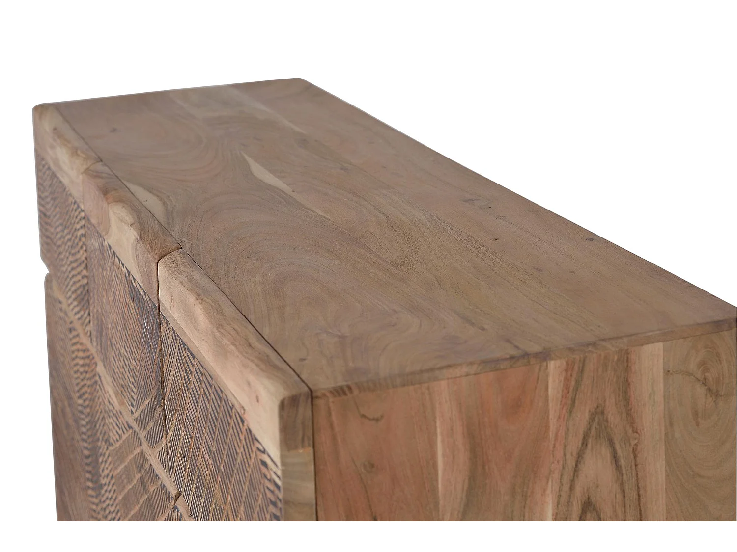 Buffet en bois d'acacia et lattes en métal de couleur naturelle