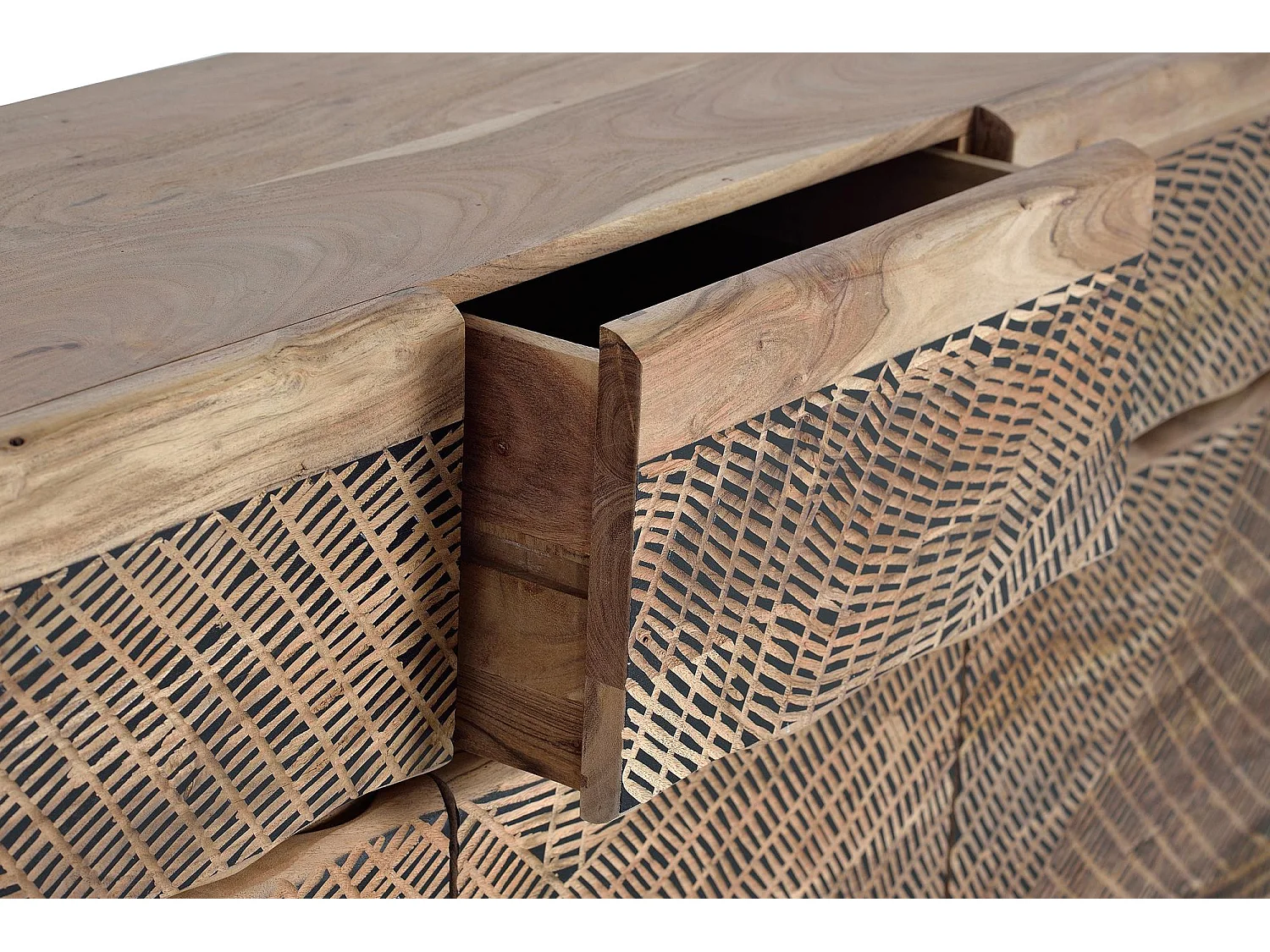 Buffet en bois d'acacia et lattes en métal de couleur naturelle