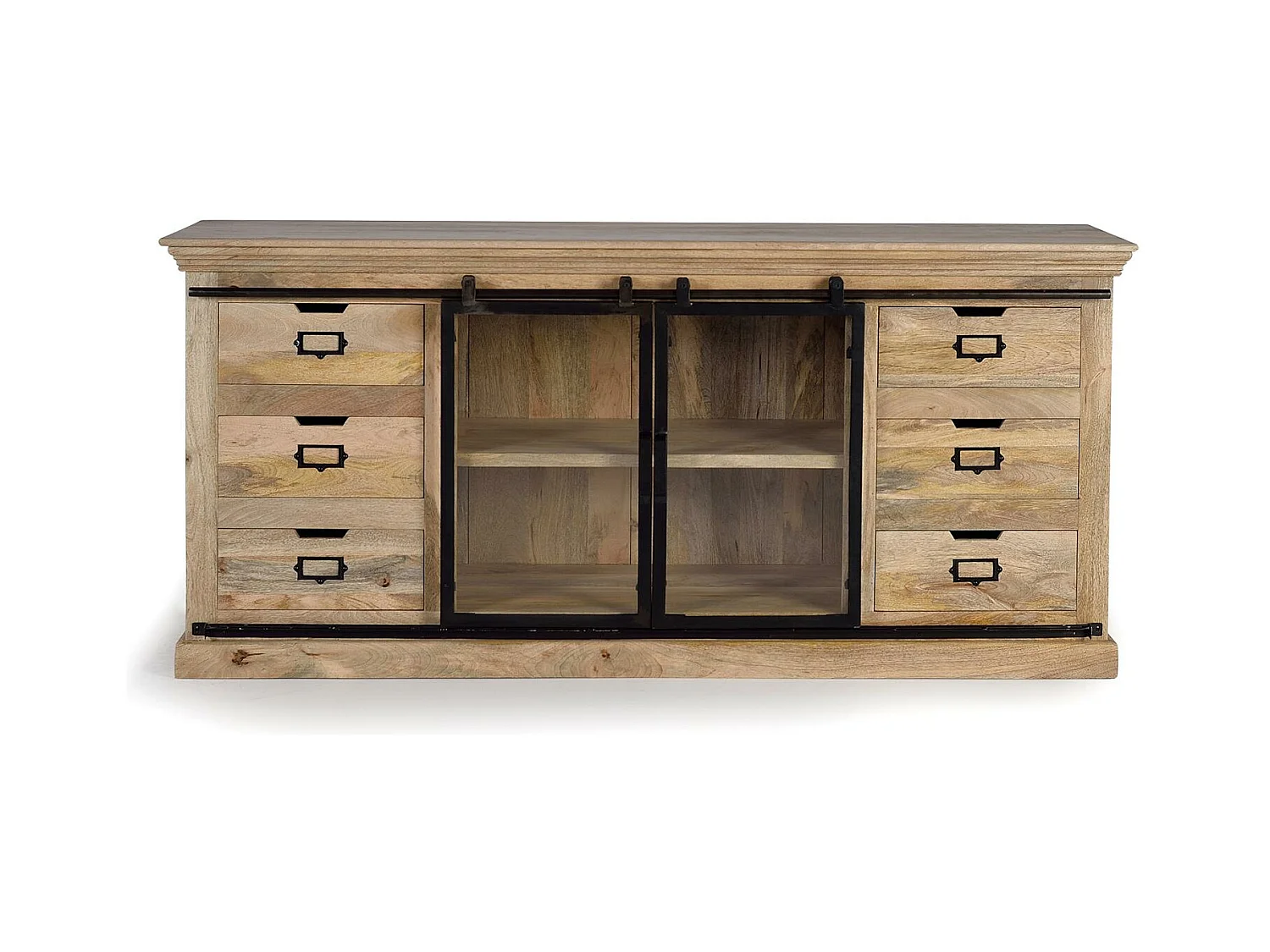 Sideboard aus Mangoholz und Schwarz