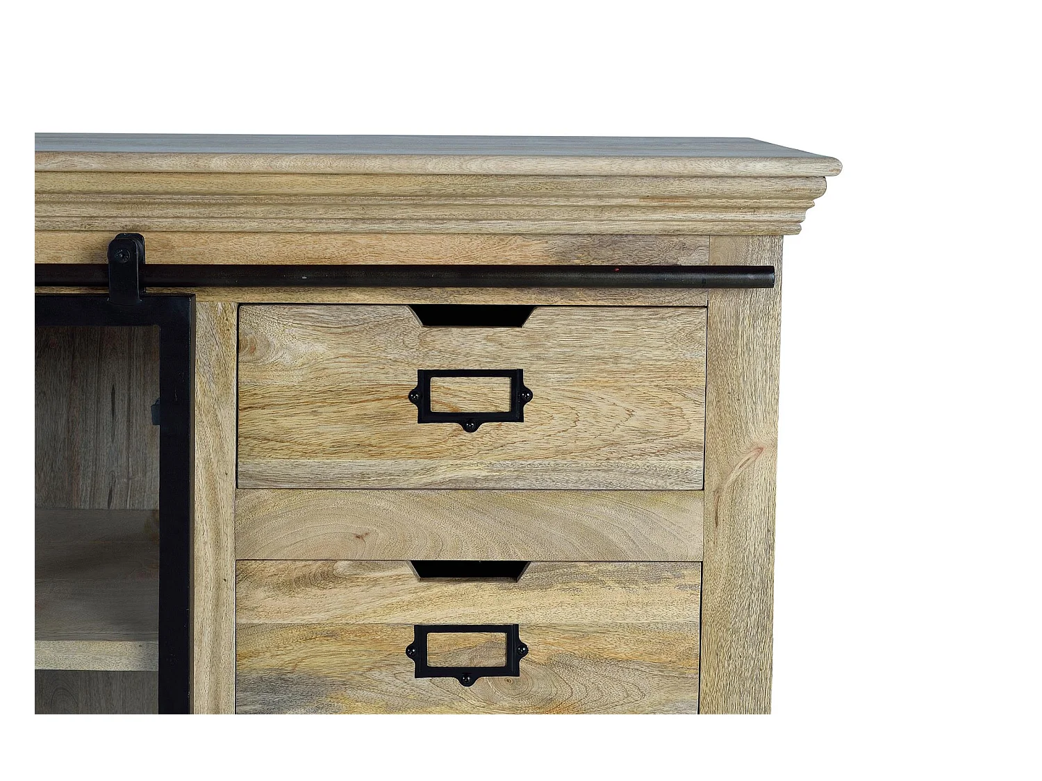 Sideboard aus Mangoholz und Schwarz