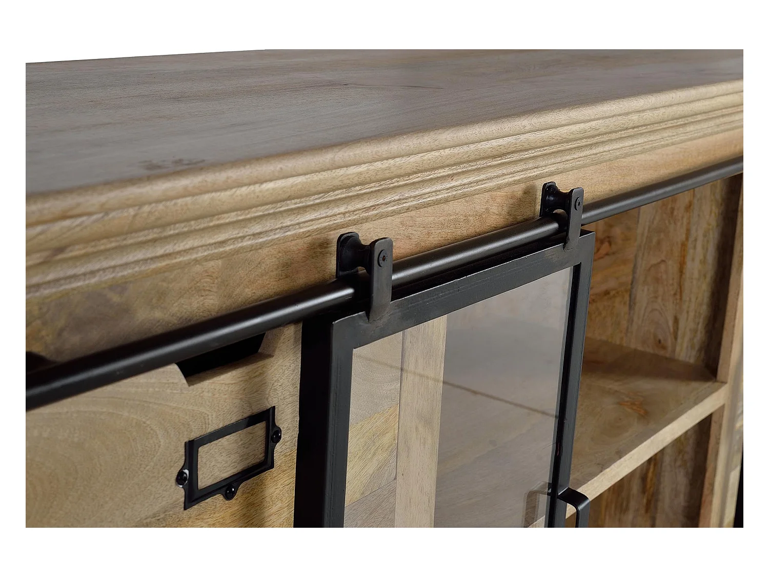 Sideboard aus Mangoholz und Schwarz