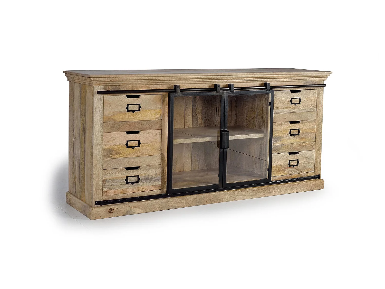 Sideboard aus Mangoholz Schwarz