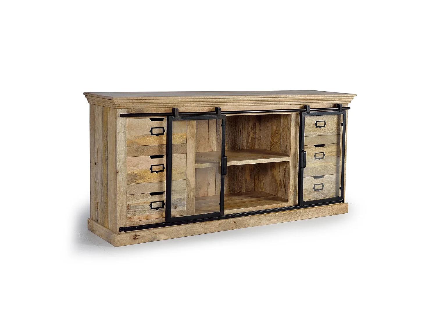 Sideboard aus Mangoholz Schwarz
