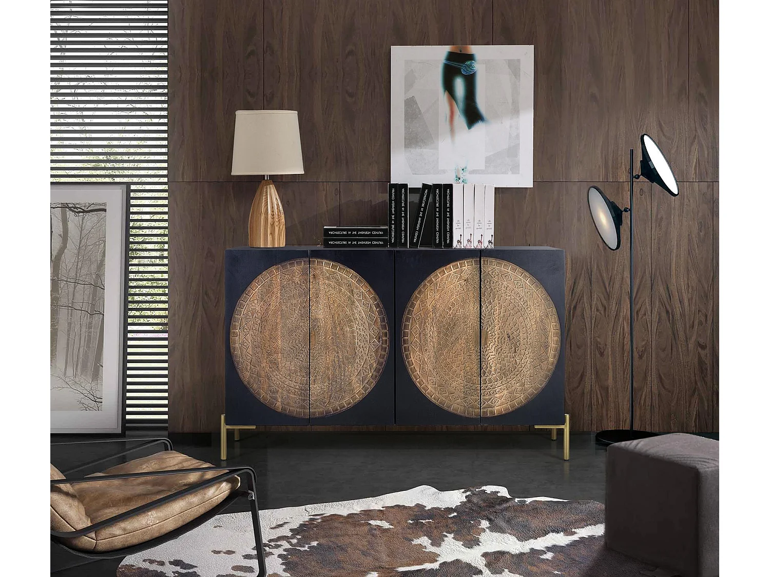 Buffet bois manguier et métal