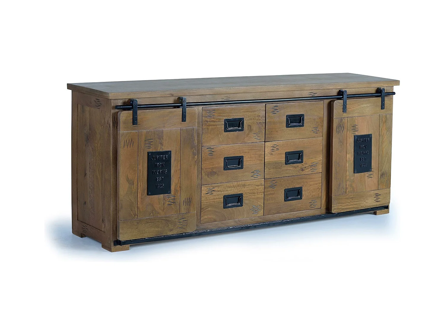 Sideboard aus Mangoholz und Schwarz