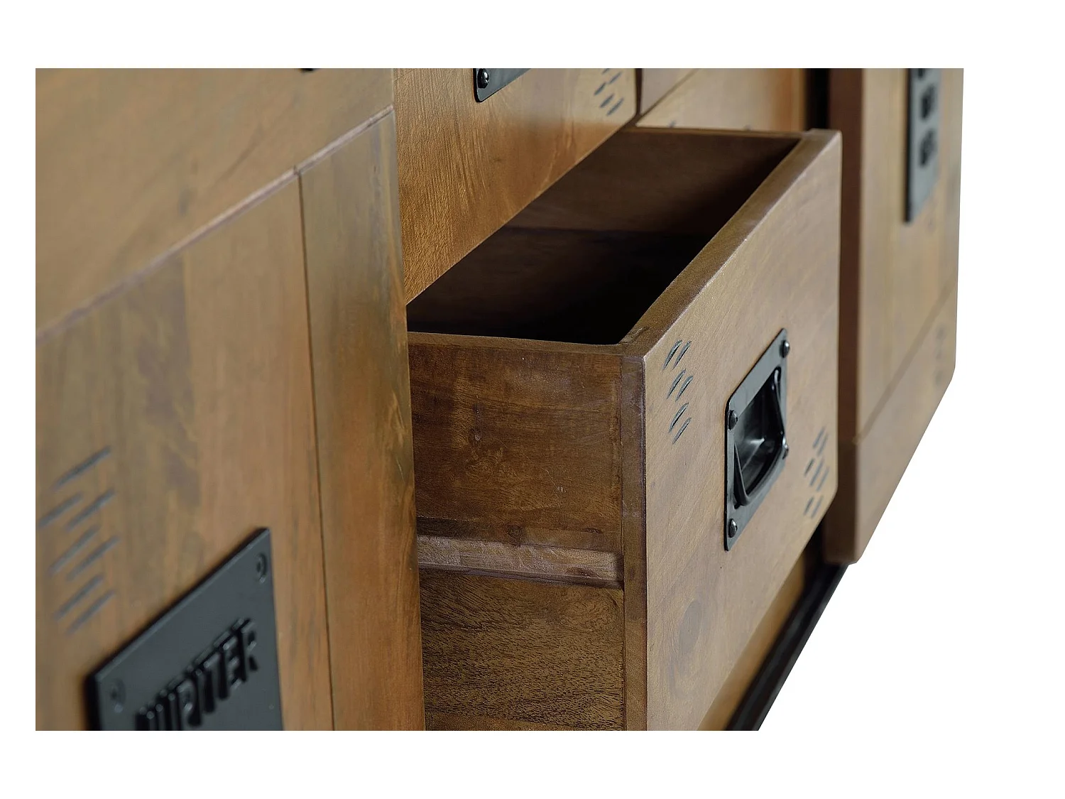 Sideboard aus Mangoholz und Schwarz