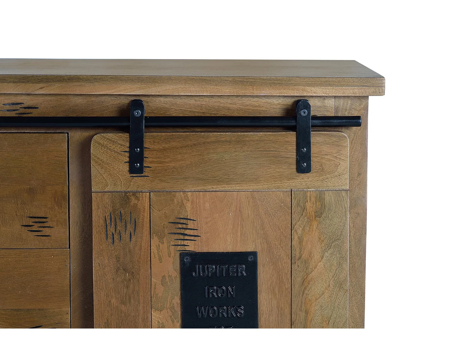 Buffet en bois de manguier, style industriel - 80 x 190 x 45