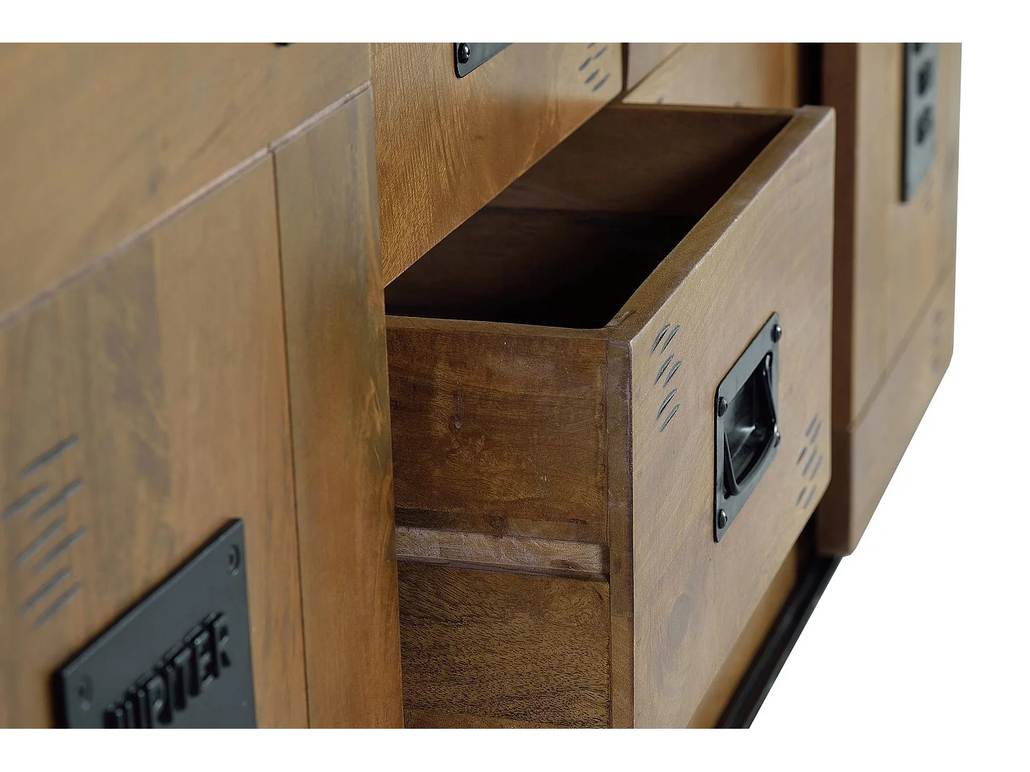 Buffet en bois de manguier, style industriel - 80 x 190 x 45