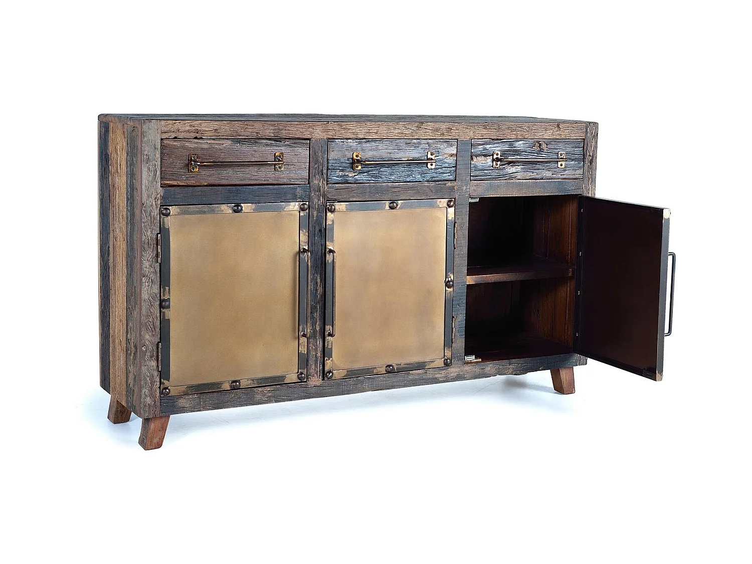 Buffet en bois récupéré et métal