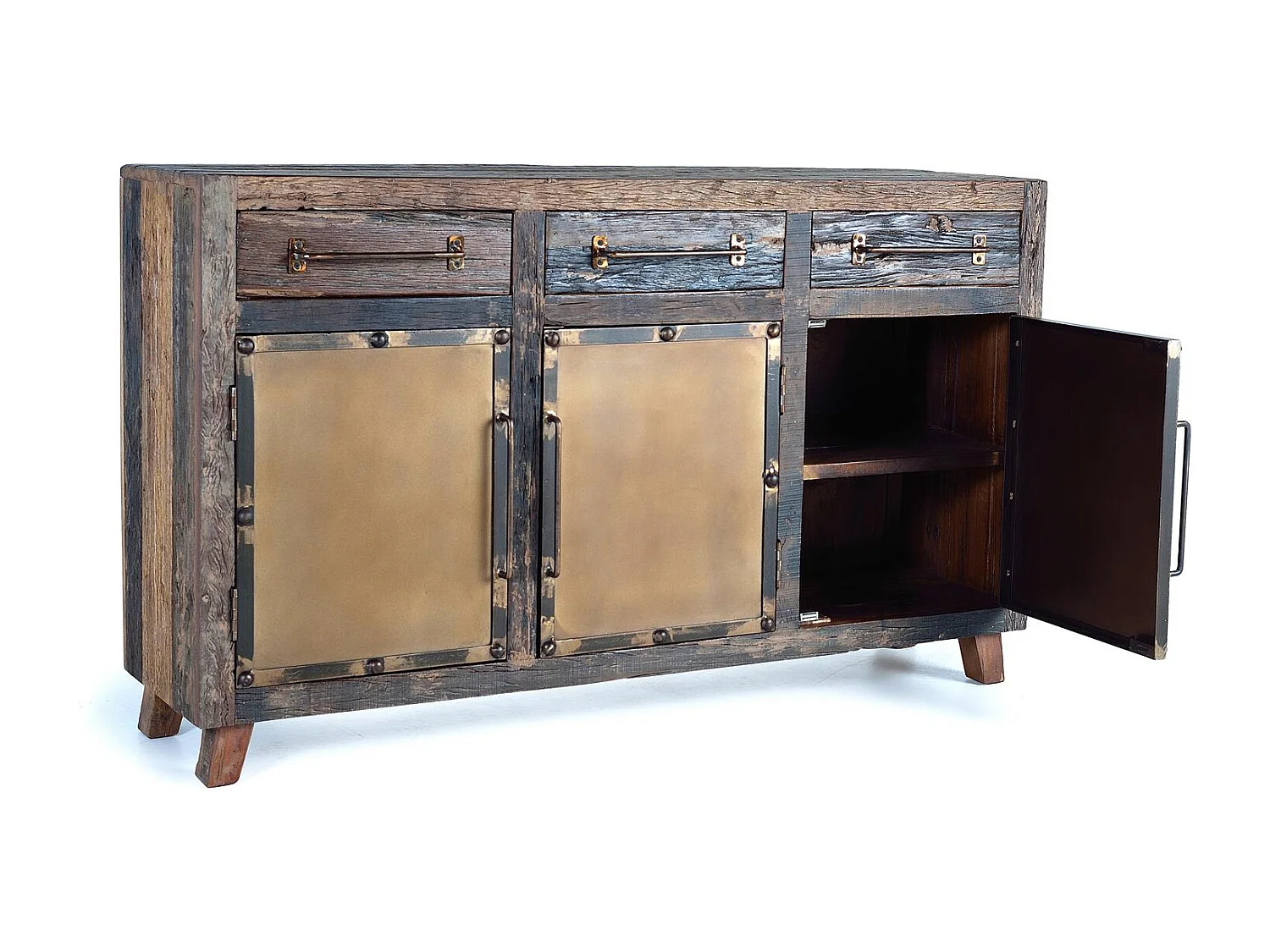 Buffet en bois récupéré et métal