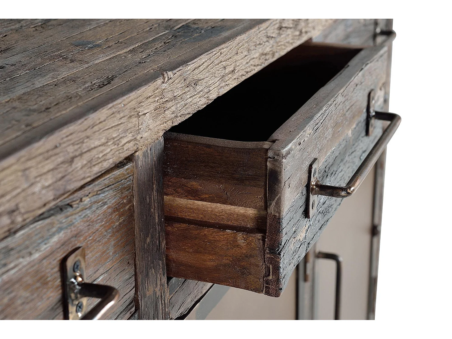 Buffet en bois récupéré et métal