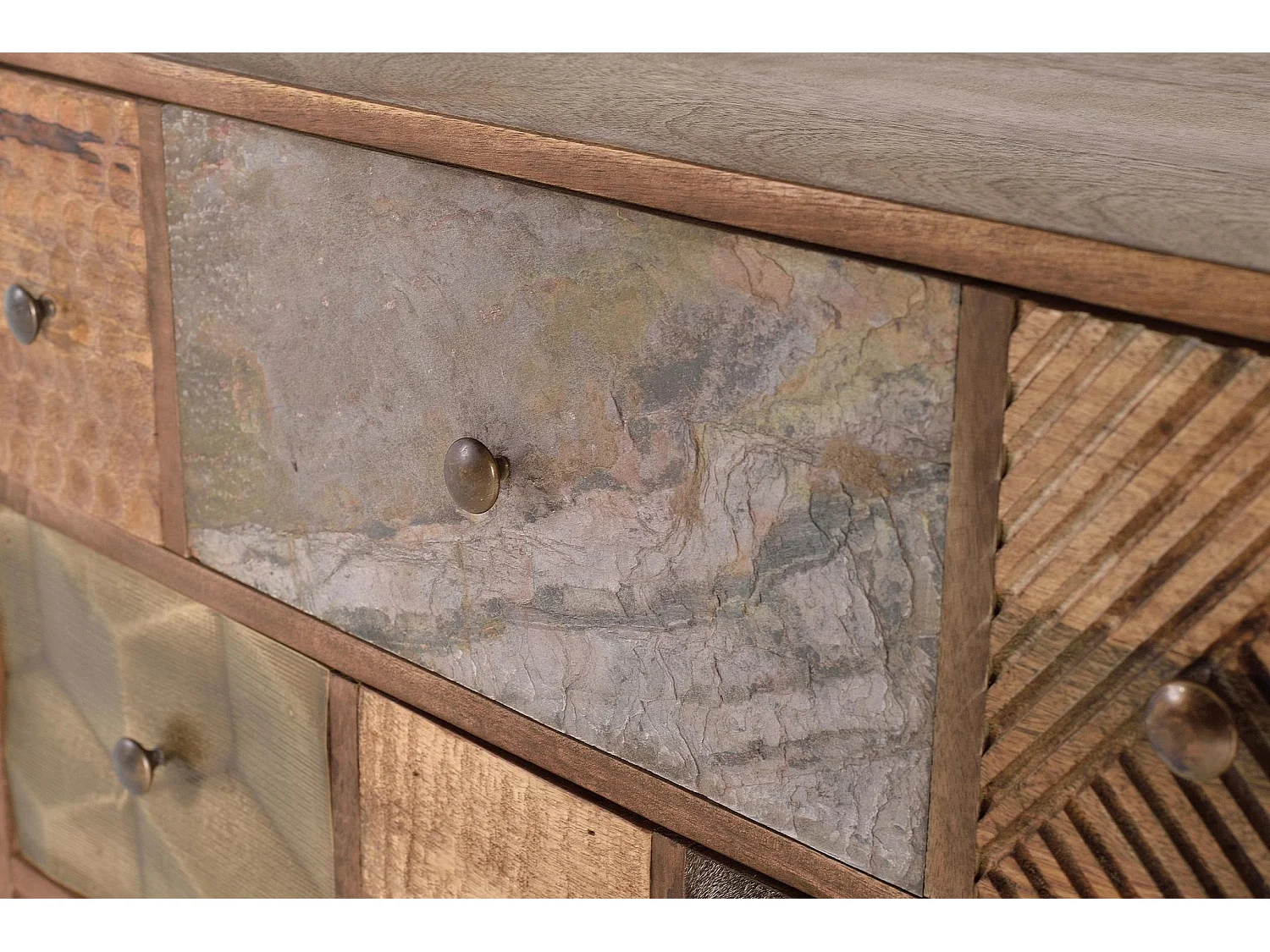 Buffet en bois de manguier, style bohème rétro - 76 x 160 x 40