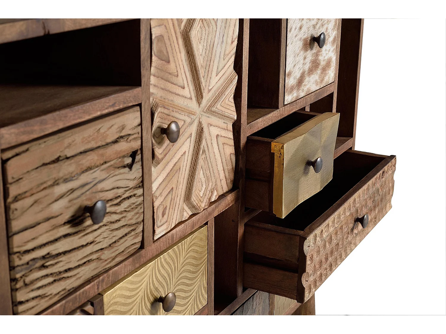 Buffet en bois de manguier, style bohème rétro - 76 x 160 x 40