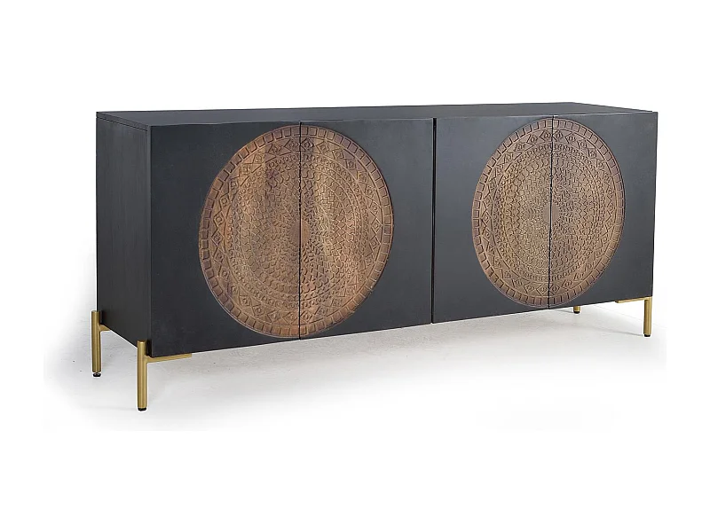 Sideboard aus Mangoholz und Metall