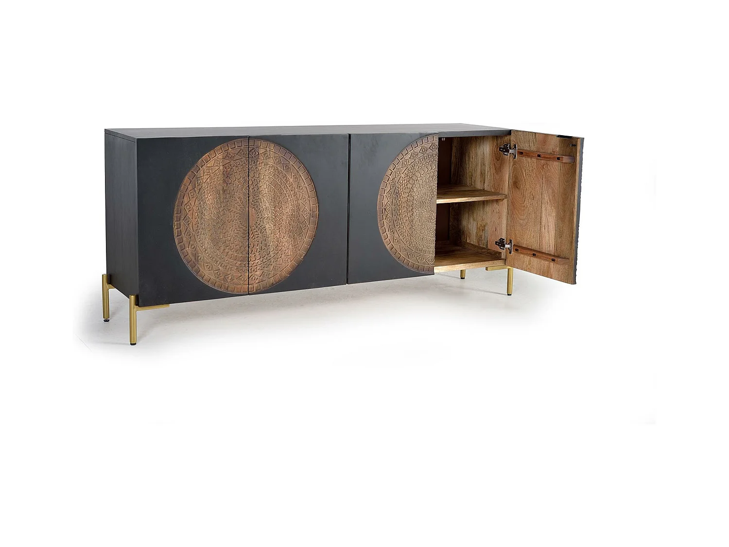 Sideboard aus Mangoholz und Metall