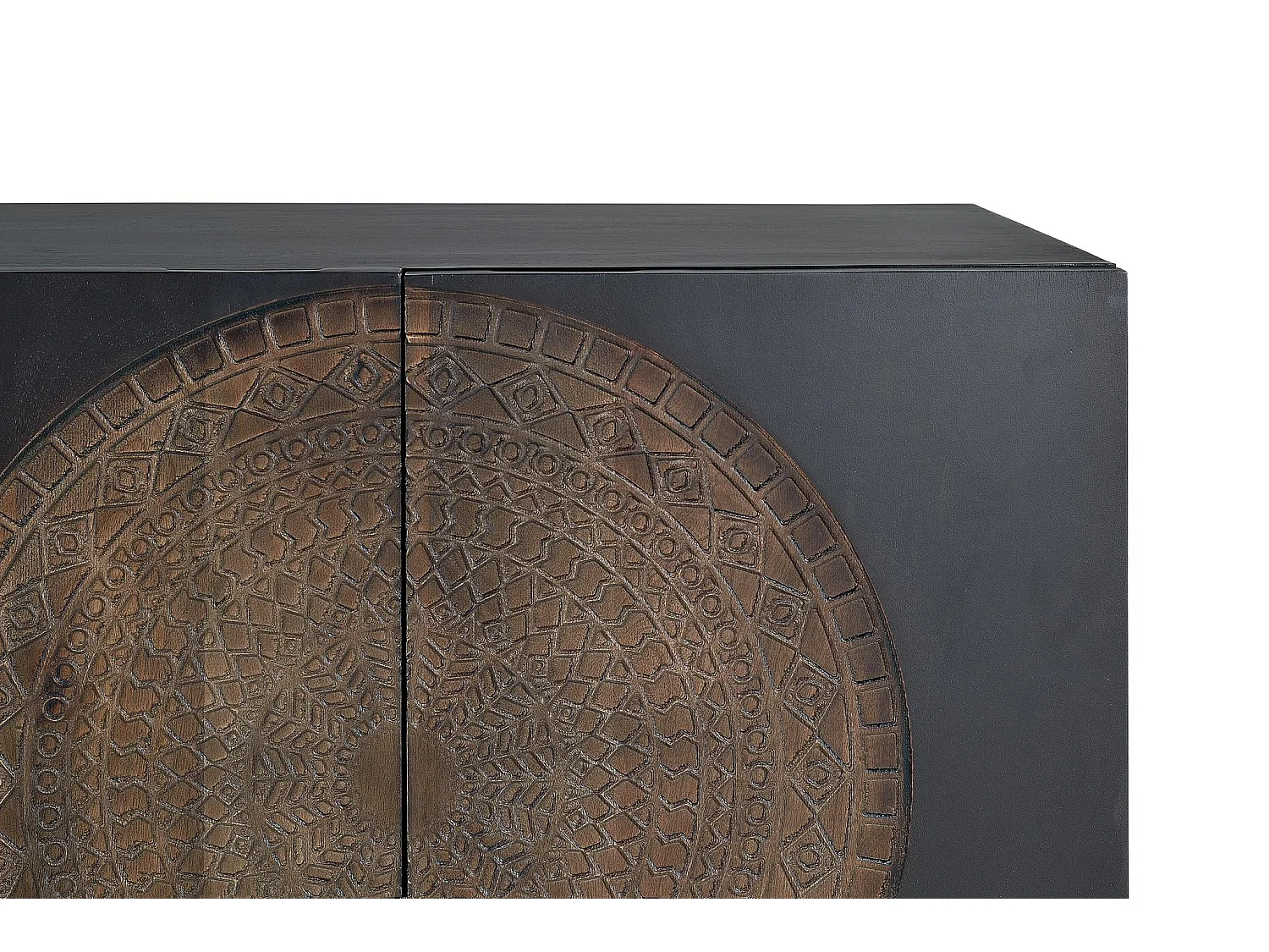Buffet en bois de manguier, style ethnique rustique - 77 x 173 x 45