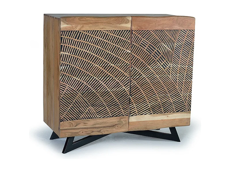 Sideboard aus Akazienholz und Metall