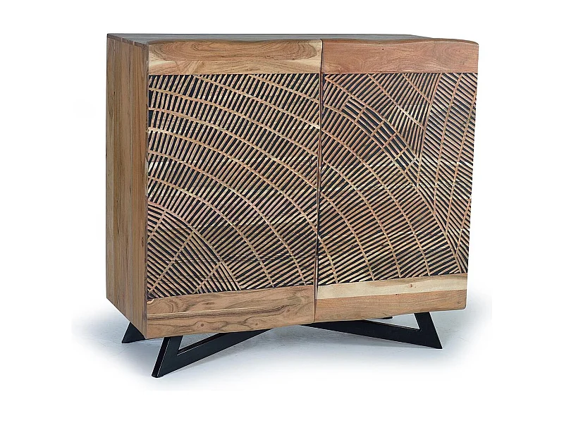 Bufet z drewna akacjowego i metalu