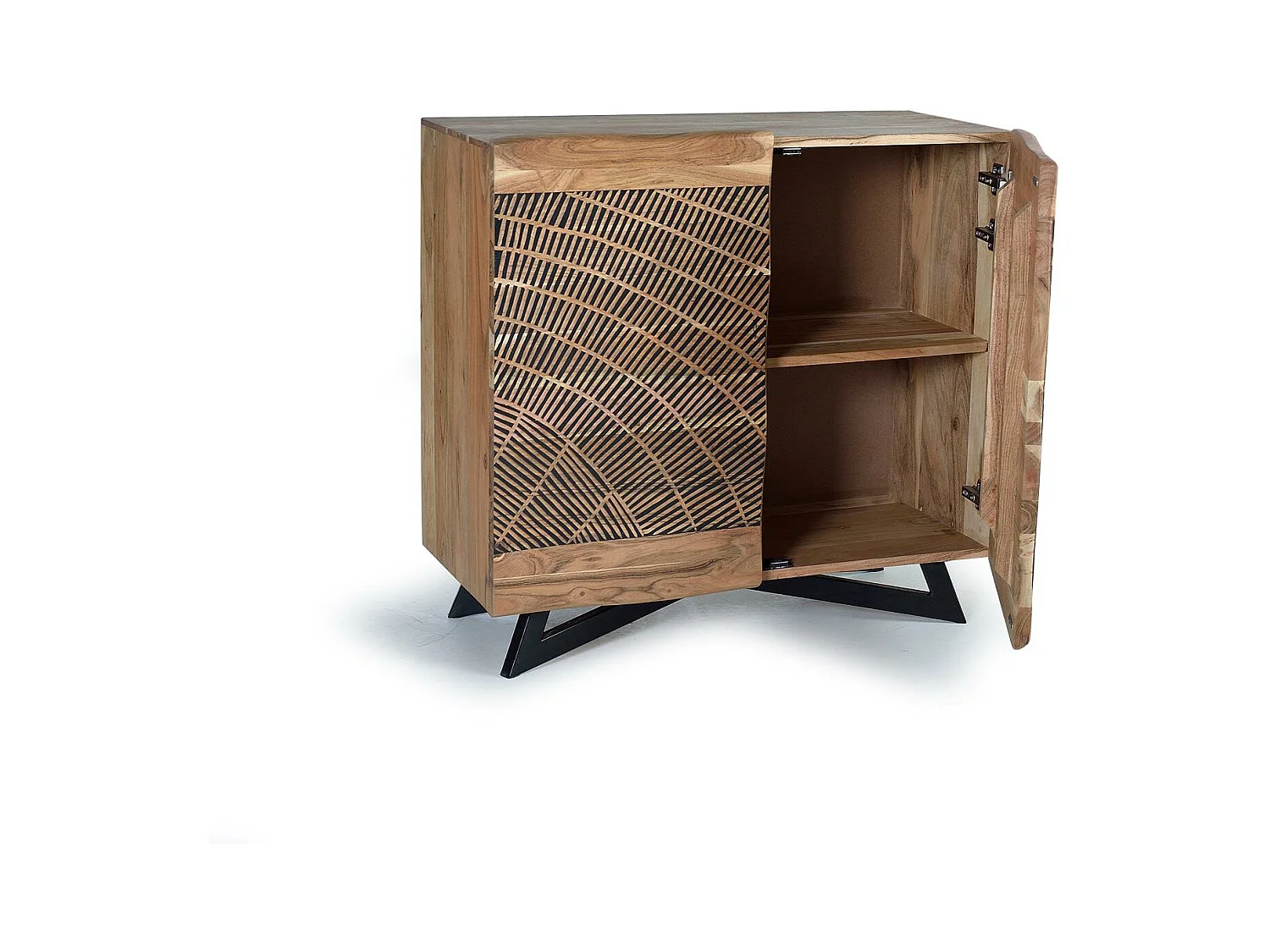 Buffet en bois d'acacia et métal