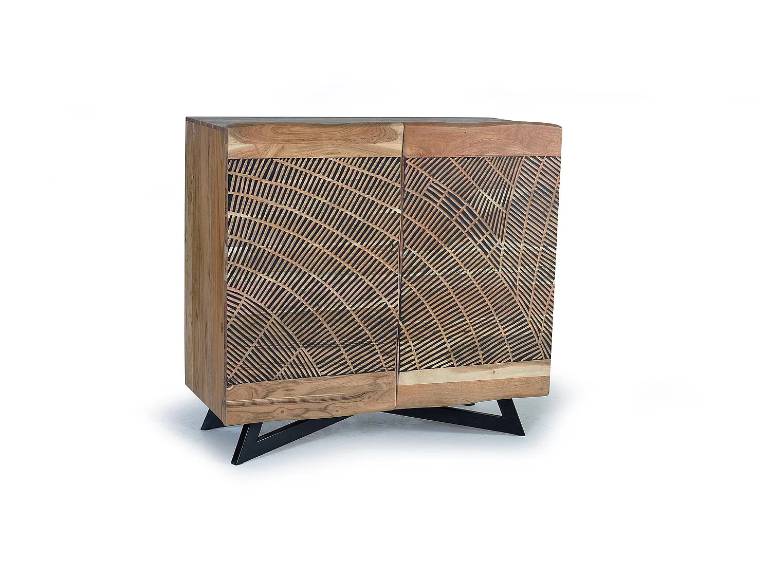 Sideboard aus Akazienholz und Metall