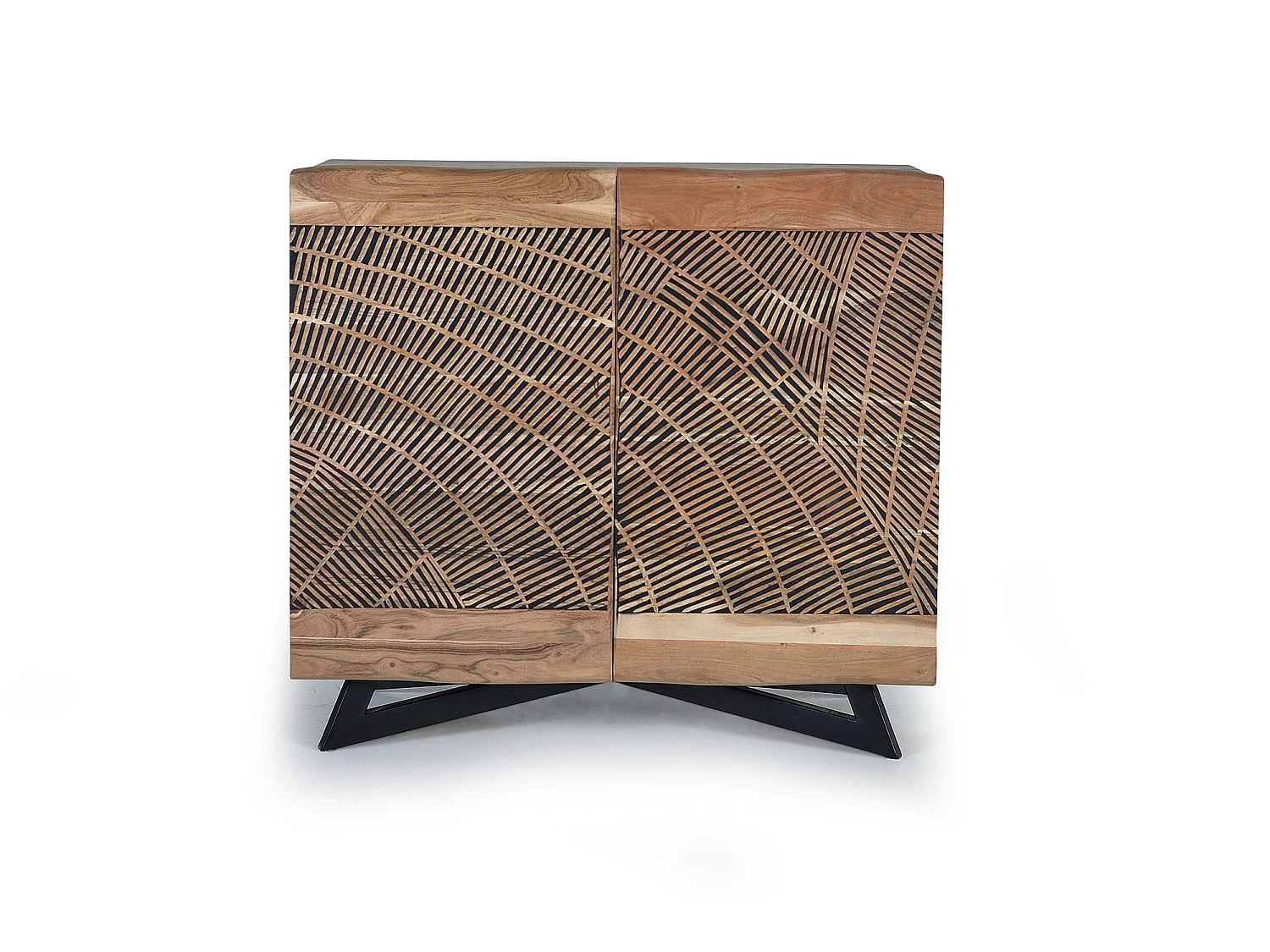 Sideboard aus Akazienholz und Metall